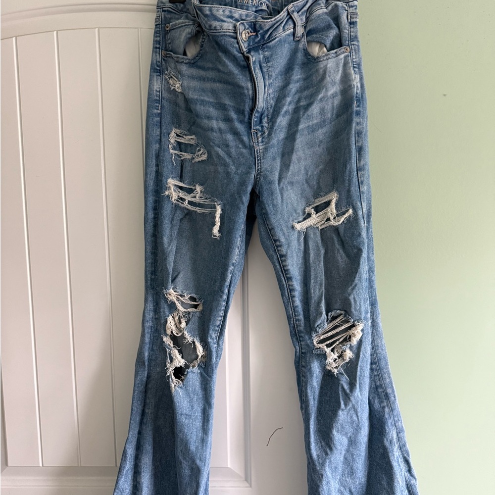 American Eagle Blue Flare Wide Leg Jeans